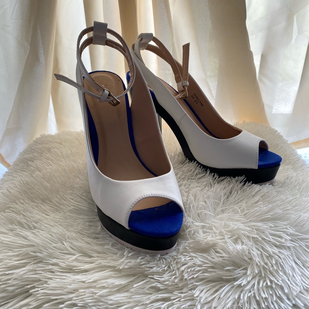 High Heels white- royal blue